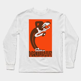 Saxophone Player ---- Retro Soviet Poster Aesthetic Long Sleeve T-Shirt